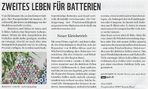 upVolt im WWF Region Basel Magazin